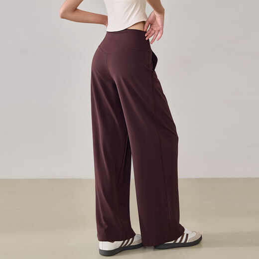 LULULMCCTN Nude Yoga Pants Women's High Waist Loose Slim Pilates Training Fitness Straight Wide Leg Sports Fitness Pants Albumin L