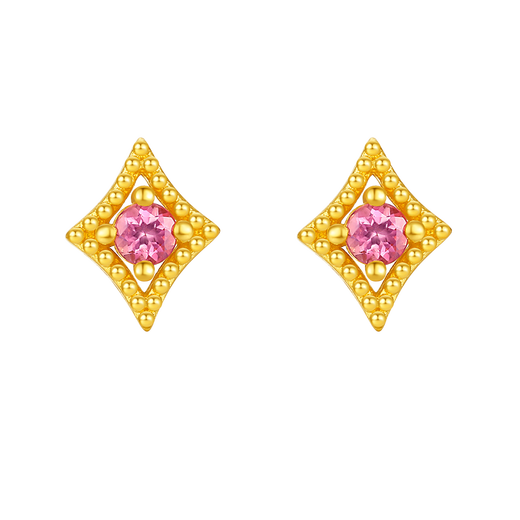 Saturday Welfare Lottery Tourmaline Gold Pure Gold Star Earrings Birthday Gift J0916105 About 0.73g Pair