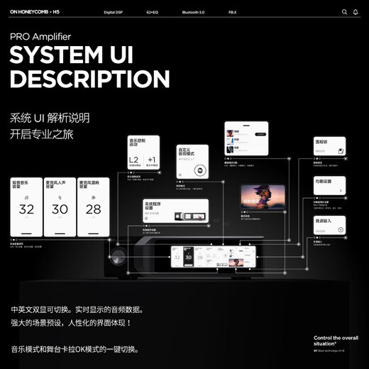ON HONEYCOMB H5 pre-effector professional karaoke reverberator KTV microphone anti-howling Bluetooth digital audio processor equalizer H5 (Silver Label) + M5 (Silver Label) Domestic 220V