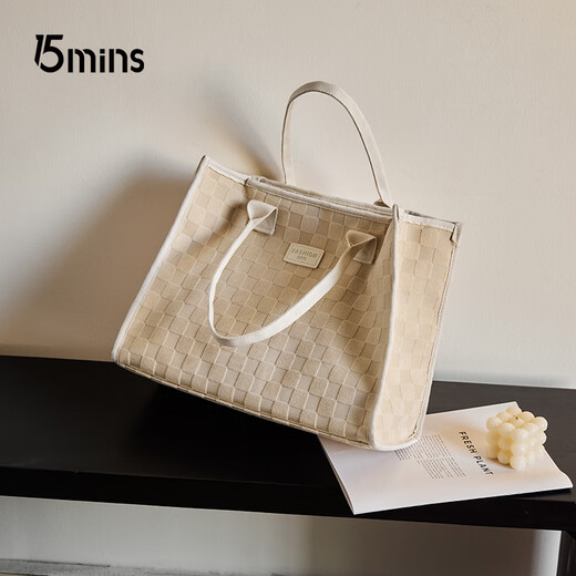 15MINS large-capacity bag for women, simple commuter shoulder tote bag, canvas bag, high-end brand birthday gift for girlfriend