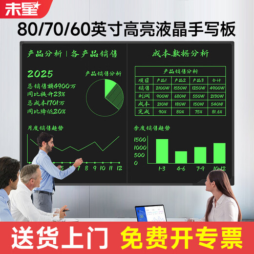 Weixing 80/70/60-inch LCD blackboard handwriting board drawing board writing board electronic blackboard home teaching business office meeting electronic whiteboard writing board one-click elimination dust-free 80-inch high-brightness model split screen clearing + wall hook