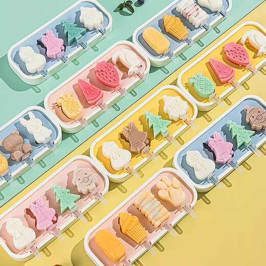 Suican ice cream mold food-grade silicone home-made popsicle ice cream sorbet grinder children's cheese stick model pink four-in-one fruit style