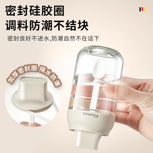 JCZS German seasoning bottle jar seasoning salt jar sugar jar glass kitchen household storage box sub-bottling bottle 2025 new 2675 cover and spoon one 2 pack label