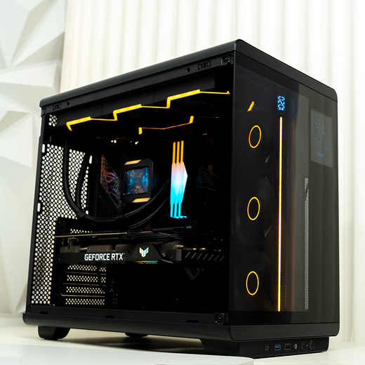 Shuoyi Kunpeng CH1+ ordinateur de bureau châssis ATX écran transparent latéral blanc affichage numérique salle de vue sur la mer 360 écran LCD refroidi à l'eau carte graphique enfichable verticale Kunpeng CH1+ écran d'affichage numérique noir spot SF Express