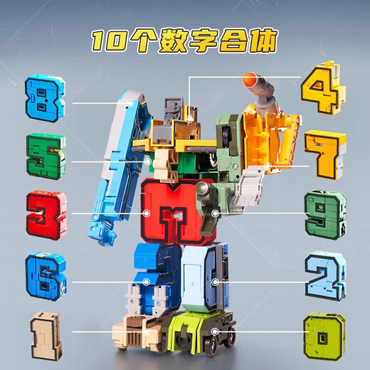 小小亲数字变形玩具机器人金刚儿童积木拼装字母3-6男孩生日六一节礼物 26个字母机器人-8形态-彩盒装