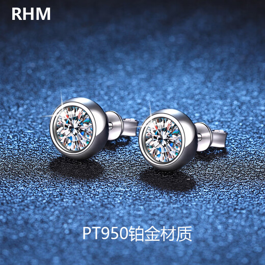 RHM platinum bubble earrings for women, platinum moissanite and diamond earrings, birthday and Valentine's Day gifts for girlfriend, platinum moissanite bubble earrings + certificate + gift box