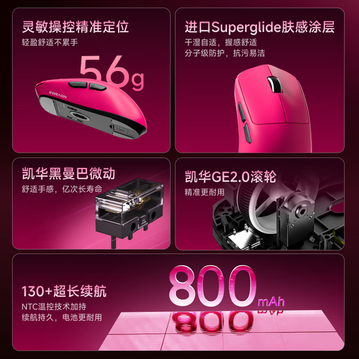 前行者X23pro鼠标无线蓝牙三模轻量化游戏PAW3311电竞宏编程笔记本电脑办公大中小手吃鸡外设 X23pro树莓【800mAh-无线三模】送防滑贴