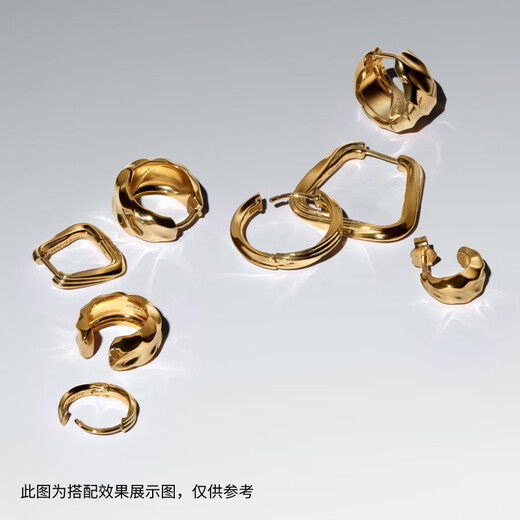 PANDORA (PANDORA) ESSENCE Natural Wave Hoop Earrings Textured Silver Personalized Minimalist European and American Style Birthday Gift Gold One Size