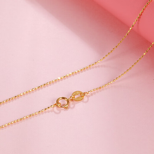 Yuansi 18K gold laser bead chain platinum gold rose gold clavicle chain bead chain fashion choker necklace 16 inches 40cm one 18K gold yellow gold 1.17g