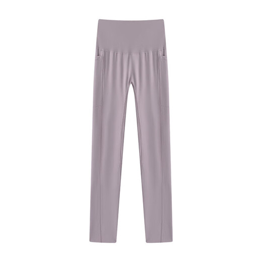Yu Zhaolin's new nude-feeling, seamless, slimming, high-elastic waist-lifting pants for women, Pilates running sports fitness pants, gray purple M (recommended 90-105 Jin Jin is equal to 0.5 kg)