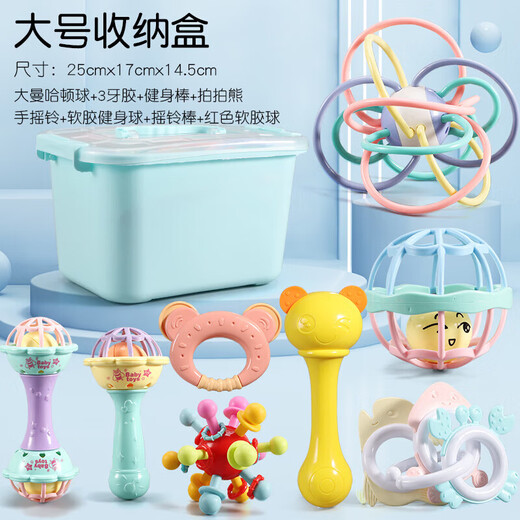 Shixi Flower Language is suitable for baby teething gum, Manhattan ball, soft gum molar, baby can chew on it during teething period, chewing gum, hand grasping ball, massage ball, full bear stick, big ball, 8-piece set, storage box)