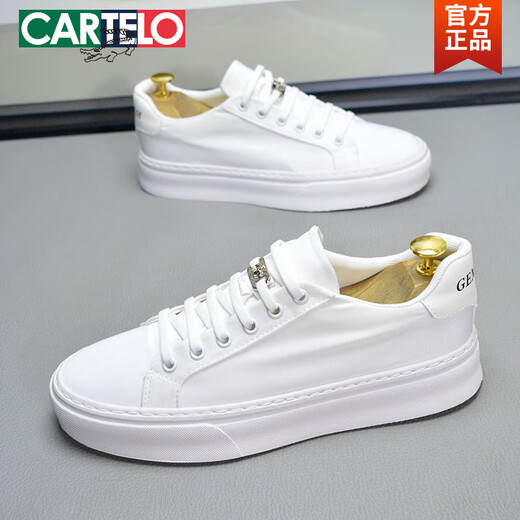 CARTELO men's shoes 2025 new summer breathable small white board shoes trendy soft sole low top canvas shoes men's sports and casual shoes 276-25 white 38