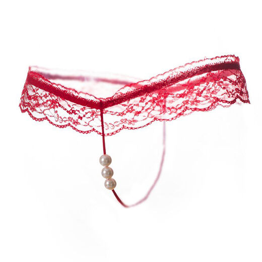 Women's sexy underwear can be used to flirt with pearls, feminine lace underwear, thong, Pretty in Pink, 3-pack S