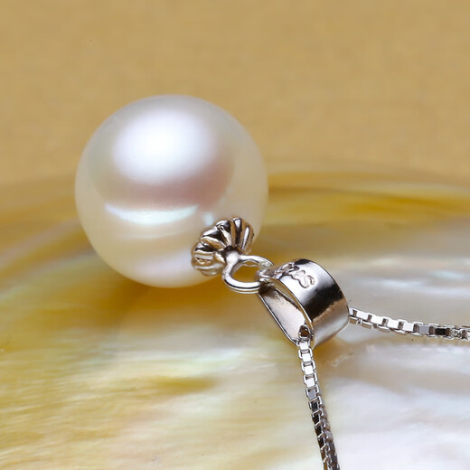 Fat Donglai same style pearl pendant freshwater mother-of-pearl pendant single clavicle chain classic simple style 925 silver 8mm-9mm