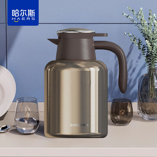 Halsino thermos kettle large capacity 304 stainless steel home kettle temperature display office kettle home 2000ml car champagne gold 2000ml