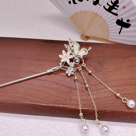 Dielianhua hairpin for girls, new Chinese style ancient style hairpin, cheongsam and headdress, step-shaking Hanfu hairpin, gift for girls, Dielianhua hairpin, gift box