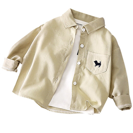 Children's long-sleeved shirt new spring style boys' shirt cotton lapel top children's cardigan jacket children's clothing f20 PL14 Happy Rabbit shirt 120 cm
