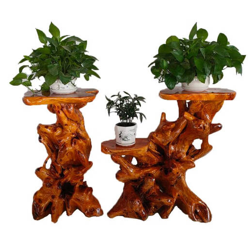 语森忆天然根雕花架底座原木客厅中式盆景鱼缸架实木树根艺阳台摆件仿古 粉红色 16862香樟