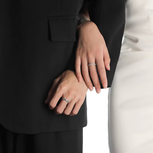 Jianjia Platinum Couple Ring pt950 Platinum Knot Engagement Promise Ring Valentine's Day Birthday Gift for Girlfriend Light Luxury Style-Jianjia Bailu Couple Ring