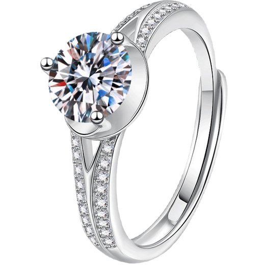 EothPT950 platinum three-claw moissanite diamond ring for women, light luxury niche platinum Valentine's Day birthday gift for girlfriend PT950 platinum three-claw moissanite ring + certificate