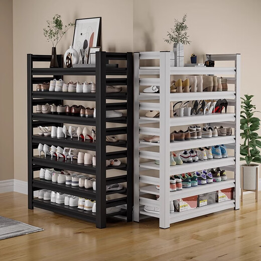 Zhaojian Shoe Rack Doorway Multi-layer Household Shoe Storage Rack Entry Door Simple Shoe Rack Multifunctional Shoe Storage Cabinet Bold and Thickened Length 50 Height 80cm - Four Layers Width 30cm Default Black