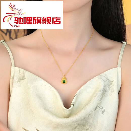 Chili 2025 pure gold 999 lucky bag pendant gold gourd pendant filigree holiday gift for men and women couples pure gold 999 gourd lucky bag pendant 2.36g