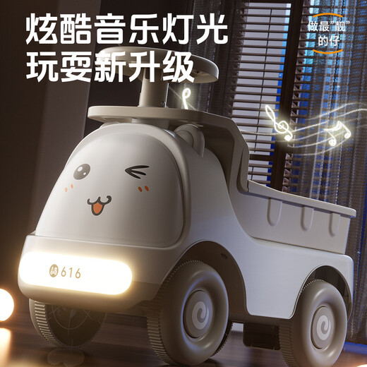 麦格萌儿童平衡车玩具男孩女孩1-3岁宝宝溜溜车滑行车无踏板四轮滑步车 卡其色【静音轮+灯光音乐】