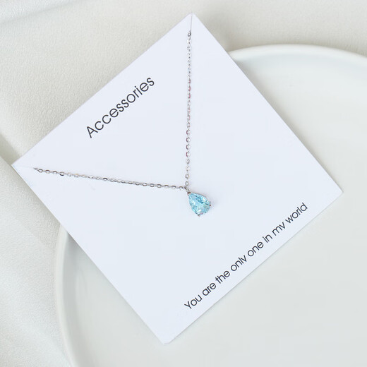 Fat Donglai's same style blue topaz, free certificate, 925 silver crystal water drop necklace for women, sky blue pendant, heart-pounding gift box packaging, water drop necklace silver + topaz