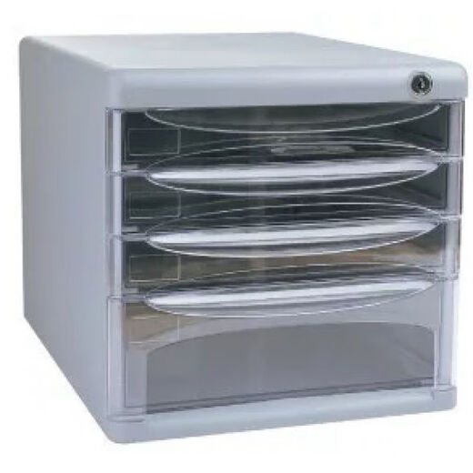 
Deli/9795 desktop file cabinet transparent drawer office storage cabinet storage box plastic a4 with lock 4 layers 9794 dark gray default