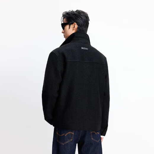 JACK&JONES men's autumn woolen coat solid color daily commuting wool shoulder lapel multi-pocket coat 225327002