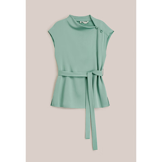 OBBLIGATO Olegado summer basin collar bag shoulder cap sleeves shoulder open button strap top green top S