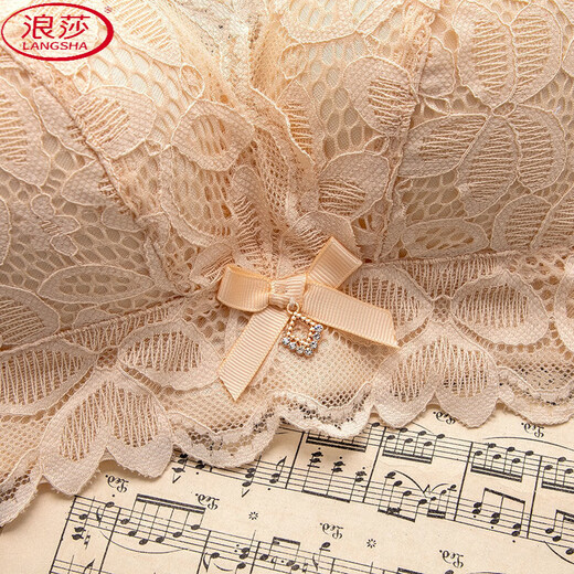 浪莎（LangSha）内衣套装女无钢圈小胸聚拢调整型防下垂厚款文胸收副乳上托胸罩 999#大红（套装） 80B 36【薄款】