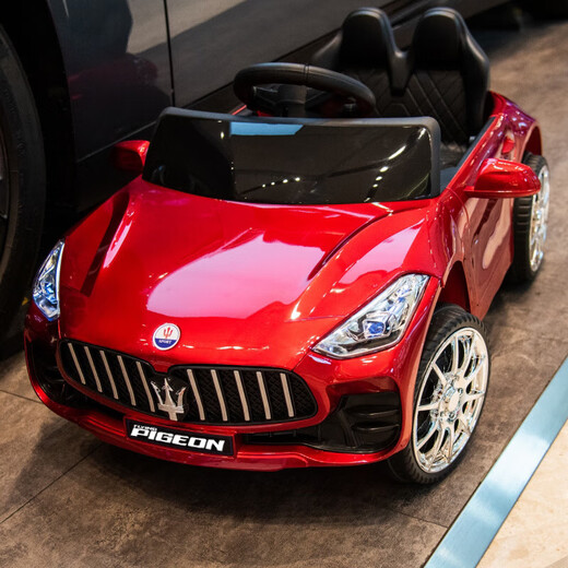 Children's electric car four-wheel car remote control toy car child can sit large baby stroller rechargeable white bluetooth music swing remote control self-driving anti-