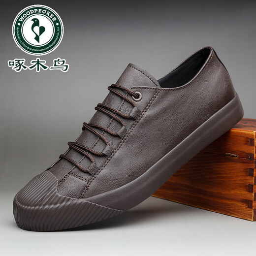 Zapatos para hombres de carpintería de carpintería de hombres de cuero para hombres de primavera y otoño zapatos de cuero bajo top lace-up coreano versátil zapatos británicos de moda para hombres ss9851 todo negro 38