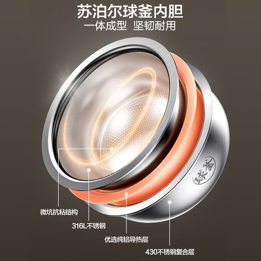 SUPOR rice cooker 0-coated ball kettle IH heating large capacity 4 liters 3-4 people household stainless steel steaming stew multi-function smart rice cooker national subsidy SF40HC2984