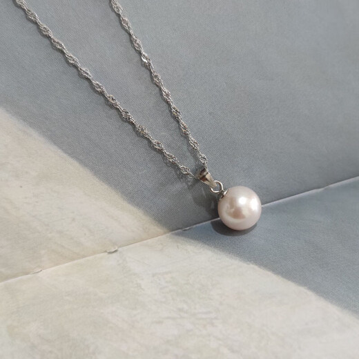 Apocalypse Century Freshwater Pearl Pendant Single White Ball Pendant Necklace 925 Silver Chain 8-9mm Pearl Gold Pendant + 45cm Chain