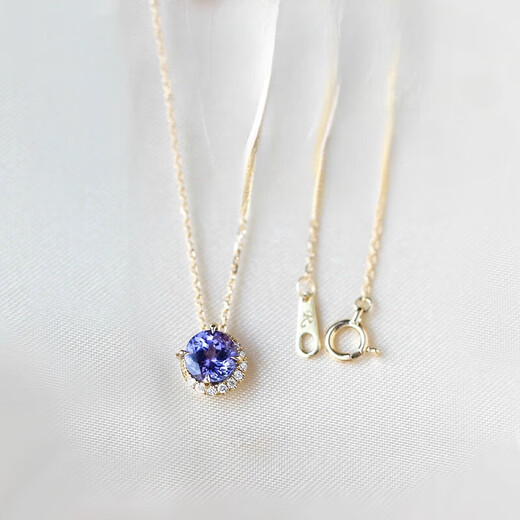 DL 1998 Fat Donglai same style tanzanite necklace Japanese natural tanzanite 18K gold necklace light luxury natural tanzanite necklace