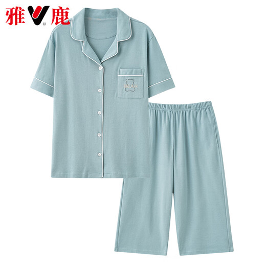 Yalu leichter Luxus neuer Pyjamas für Frauen im Sommer dünne reine Baumwolle Kurzarm Kurzheime Hosen Heimkleidung Frauen im Sommer im Freien 9898 XL [120-140jin [Jin gleich 0,5 kg]]]