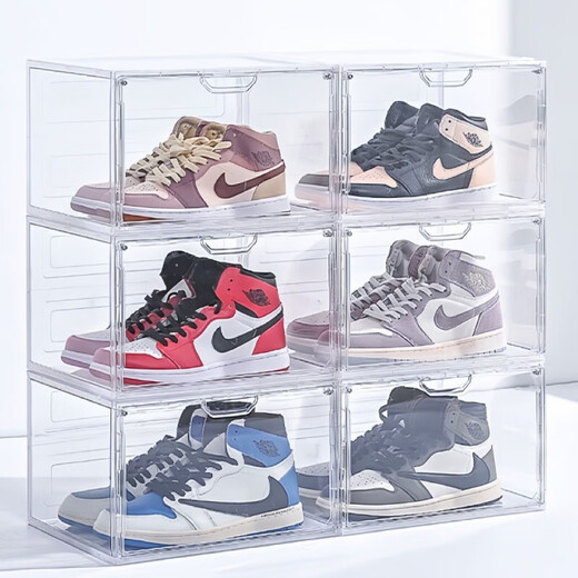 Selato magnetic hard plastic transparent shoe box shoe storage box dormitory storage acrylic shoe box cabinet rack anti-oxidation + magnetic door opening transparent pack 10 pieces front door large size 46 high-top shoes with high transparency on three sides