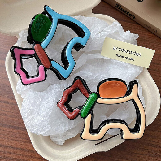 Liu Yifei's same dopamine cartoon puppy clip for women's back hair hair clip cute color matching shark clip 1532B milk coffee puppy-large size