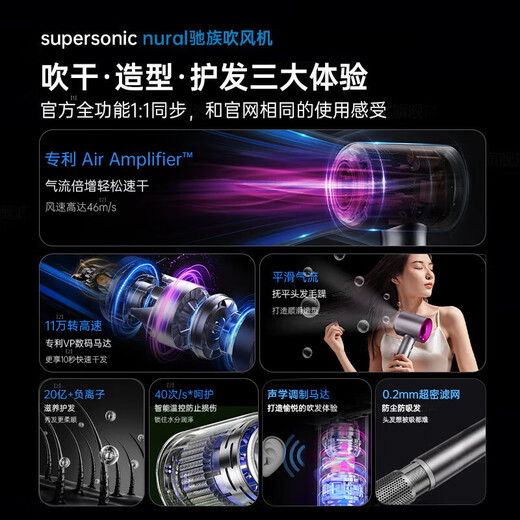 Sawang Germany Hair Dryer Home Silent Negative Ions High Power No Harm Hair Care Hair Dryer Leafless Hair Dryer Quick-drying Hotel Hair Salon Girlfriend Wife Portable Style Chinese Red Single Air Nozzle 3 Billion Negative Ions Chinese Valentine's Day Gift