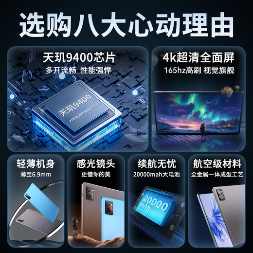 Honor Panda 2025 new tablet PC PadPro Dimensity 9400 flagship core 5G full network + WiFi 4K ultra-clear full-fitting screen online class learning office entertainment game two-in-one Ice Crystal Blue New 17Pro Extreme Edition 16G+2TB memory丨gift 12 original mouse and keyboard丨165HZ high brush丨enjoy 30 days broken screen saver