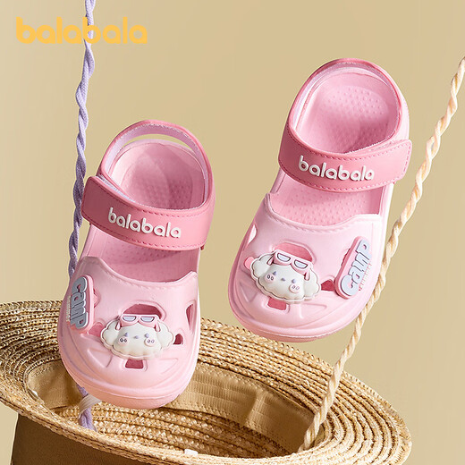 Balabala children's shoes children's sandals girls cartoon animal shoes non-slip 2025 spring new toe shoes sweet pink 60010 16