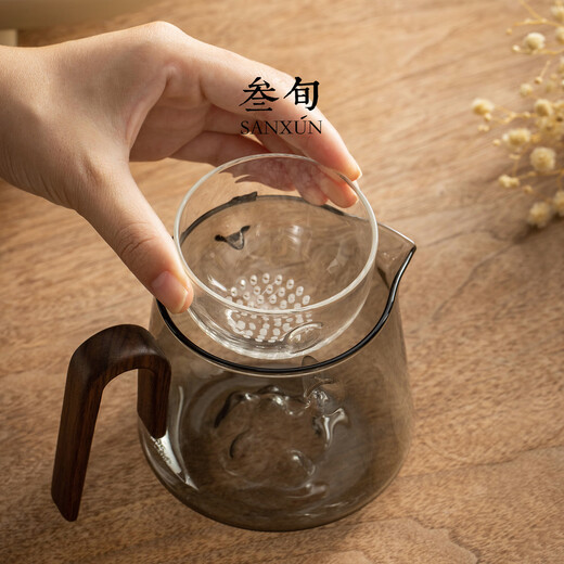 Thirty-year-old Yuanshan Zhuanzhuan Teapot Glass Small Green Mandarin Special Tea Water Separation Fair Cup Lazy Tea Making Artifact Set Yuanshan Zhuanzhuan Teapot_Transparent