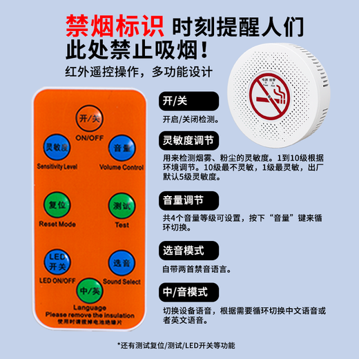 Cigarette Smoke Alarm Highly Sensitive Toilet and Bathroom Smoke Control Guard Smoking Detector Smoking Detector Smoking Alarm Plug-in Independent Model