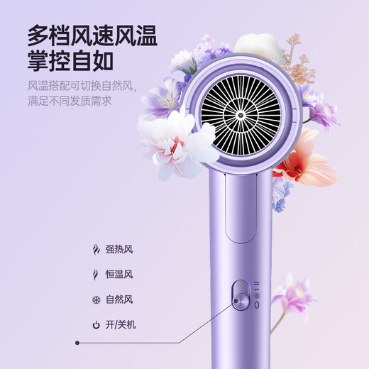 CONFU 200 million negative ion hair dryer dormitory home high wind hair care small folding high power state subsidy hair dryer 1600W KF-3153 purple