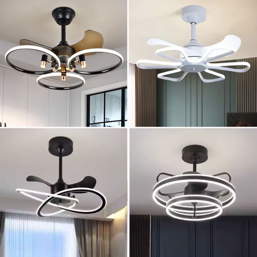 Luz de ventilador de ventilador integrado de Yunmao Luz de ventilador nórdico 2025 NUEVO RESTAURADOR DEL RESTAJE DEL RESTAJE MAESTRO LIGER LIGER CANDELIERS INTEGRADOS MODELO INVISIBLE MODELO 9227 NEGRO 60 CM-TRES COLORES INVERTER Seis engranajes seis engranajes