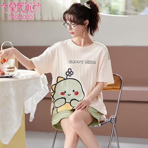 Pajamas modal Coton d'été pour femmes Shorts à manches courtes Suit 2025 Nouveaux vêtements de grande taille de grande taille G6630 M Femmes (recommandée 75-95 Jin [Jin est égal à 0,5 kg]))