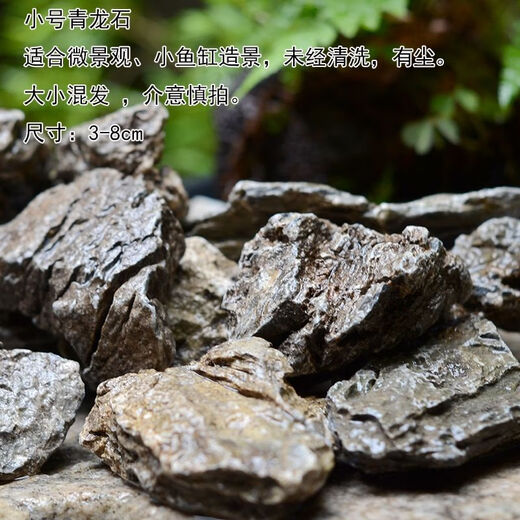 Fish tank stone ornamental stone natural micro landscape original color blue dragon stone aquarium fish tank moss plant potted decoration small green dragon stone 3-8 cm buy 5 pieces and get 10 pieces