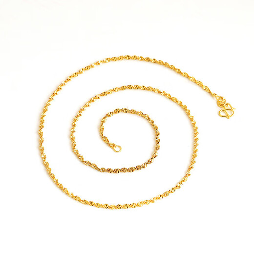 Qingyu sand gold necklace for women 18k gold plated without pendant new style gold plated chain lanyard plain chain gold 925 color gold chain jewelry X2137 single water wave chain free counter gift box